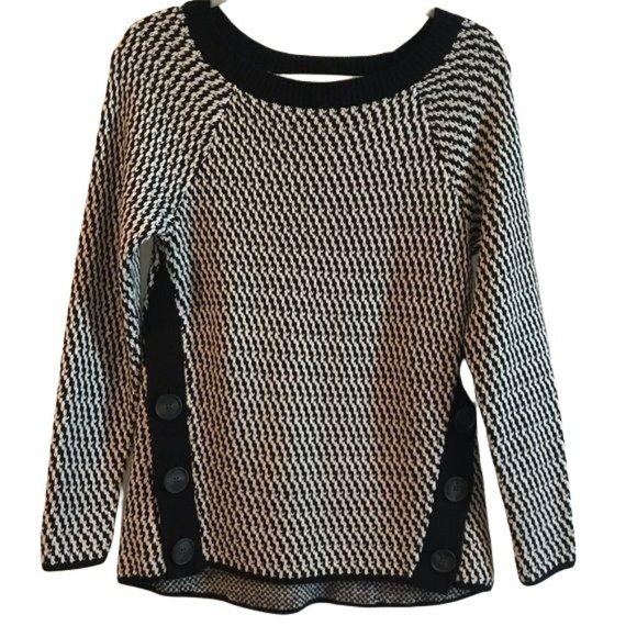 Loft Women's XSmall Black/White Houndstooth Sweater XS - Picture 1 of 6